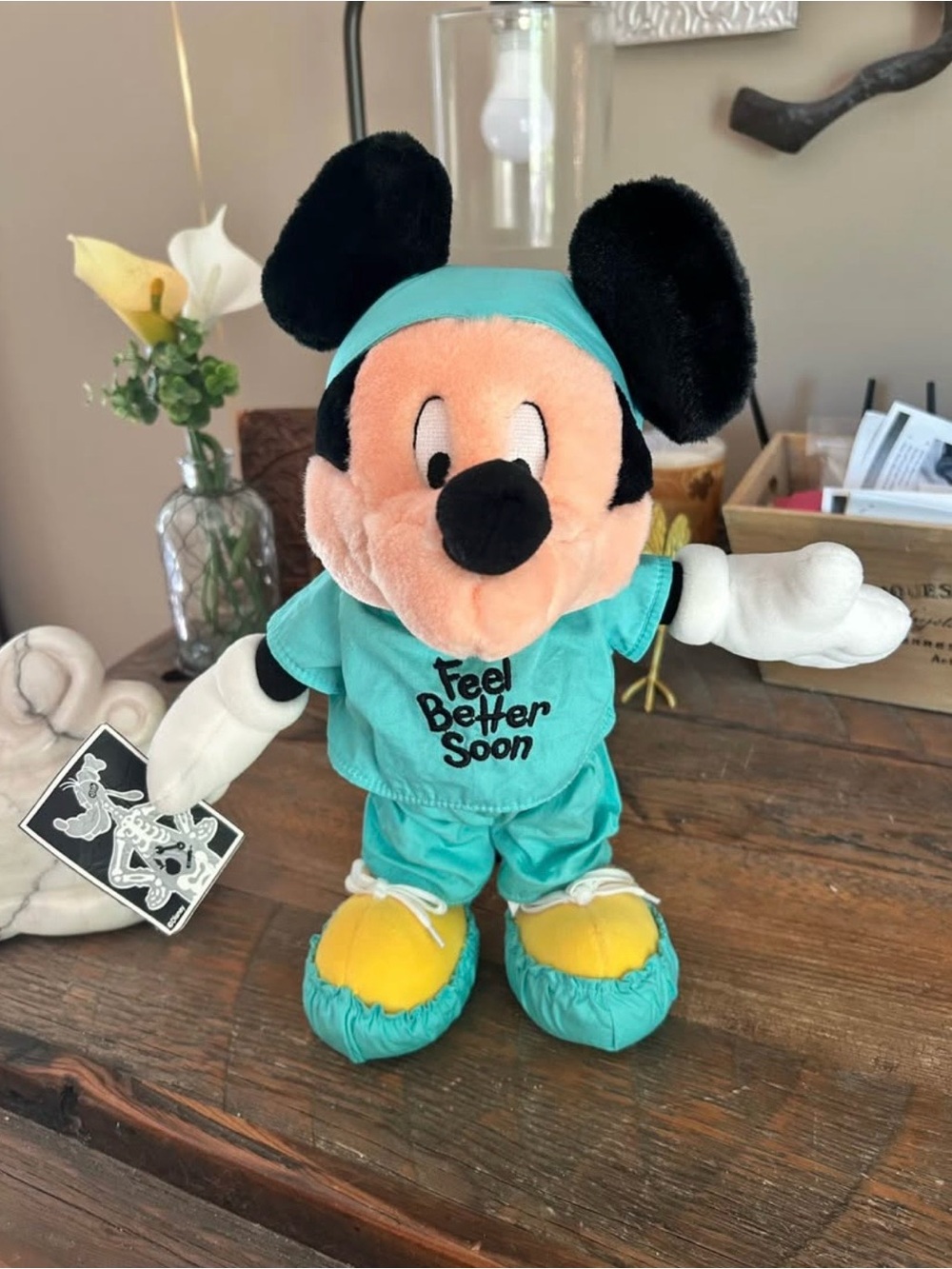 Rare Mickey Mouse in scrubs Feel Better Soon Plush Toy